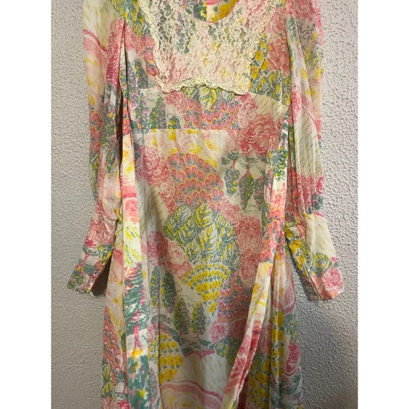 Vtg Act Saks Fifth Avenue Young Dimensions Prarie Fairycore Pastel Maxi Dress - Picture 9 of 11